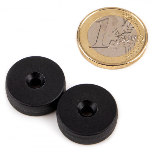 Ringmagnet Senkung Ø 19,0 x 3,4 x 6,4 mm Kunststoffmantel - schwarz