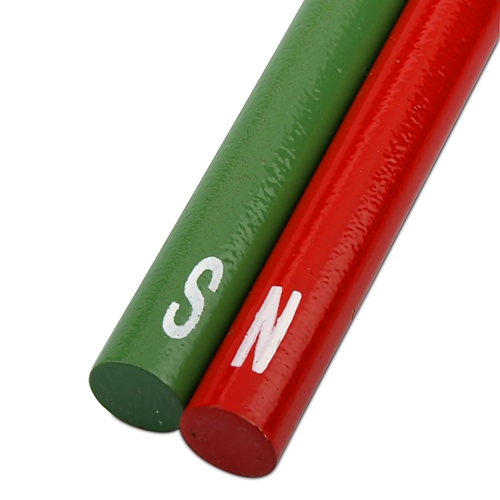 AlNiCo rot/grün lackiert für Schule und Leren Ø 10 x 200 mm Stabmagnet rund 