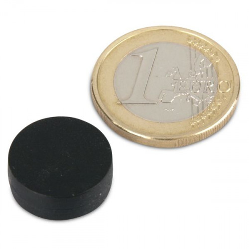 Neodym Magnet Ø 16,0 x 6,0 mm mit Kunststoffmantel - schwarz - 2,6 kg