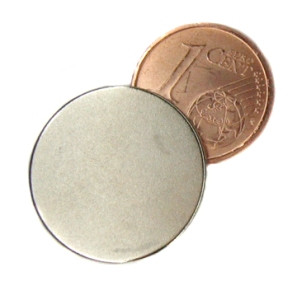 Scheibenmagnet Ø 20,0 x 1,5 mm N45 Nickel - hält 2 kg