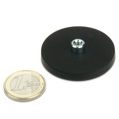 Magnetsystem Ø 43 mm gummiert mit Buchse M4 - hält 10 kg