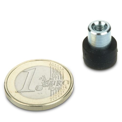 Magnetsystem Ø 12 mm gummiert mit Buchse M4 - hält 1,3 kg
