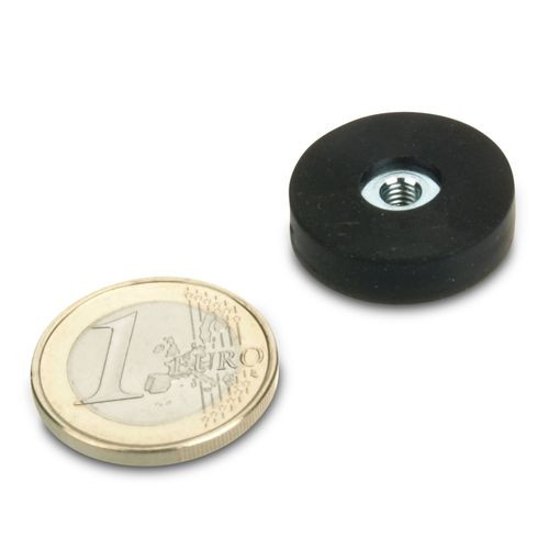 Magnetsystem Ø 22 mm gummiert, Innengewinde M4 - hält 3,5 kg