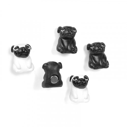 Dekomagnete DUKE - Set mit 5 schwarz/weißen Magnet-Hunden