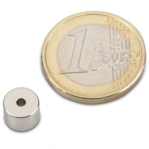 Ringmagnet Ø 8,0 x 2,0 x 6,0 mm N50 Nickel - hält 2,4 kg