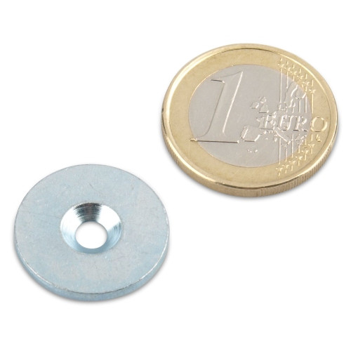 Metallscheibe Ø 20 mm mit Loch und Senkung Nickel