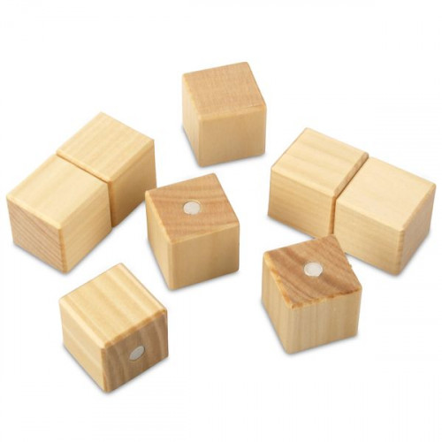 Holzwürfel mit Neodym-Magnet - Set mit 8 Magnetwürfel