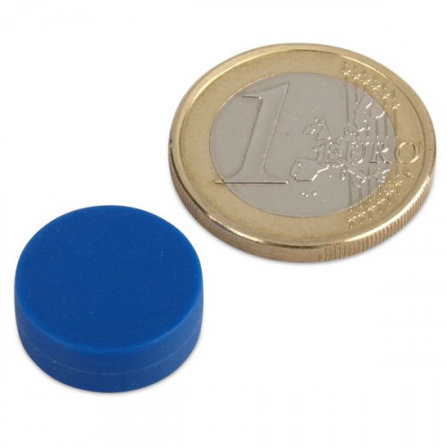 Neodym Magnet Ø 16,0 x 6,0 mm mit Kunststoffmantel - blau - 2,6 kg