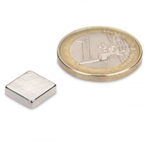 Quadermagnet 10,0 x 10,0 x 3,0 mm N45 Nickel - hält 1,7 kg