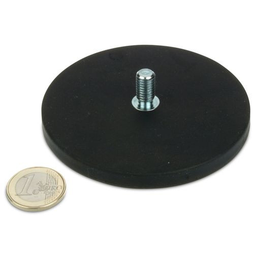 Magnetsystem Ø 88 mm gummiert mit Gewinde M8x15 - hält 55 kg