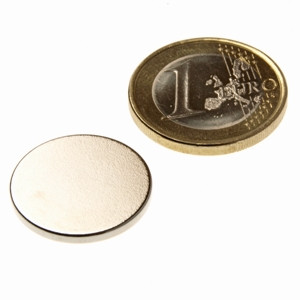 Scheibenmagnet Ø 20,0 x 2,0 mm N45 Nickel - hält 2,5 kg