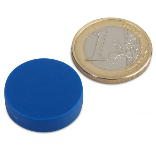 Neodym Magnet Ø 22,0 x 6,0 mm mit Kunststoffmantel - blau - 4,1 kg