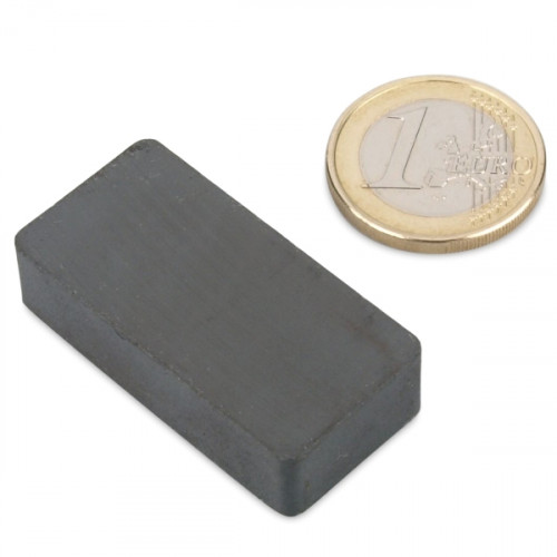 Quadermagnet 40,0 x 20,0 x 10,0 mm Y35 Ferrit - hält 2 kg