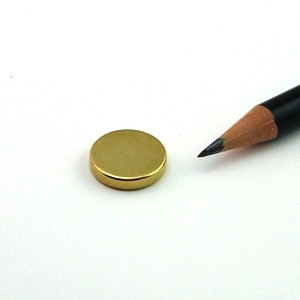 Scheibenmagnet Ø 15,0 x 3,0 mm N40 Gold - hält 2,9 kg