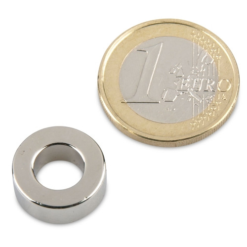 Ringmagnet Ø 15,0 x 8,0 x 6,0 mm N42 Nickel - hält 5 kg