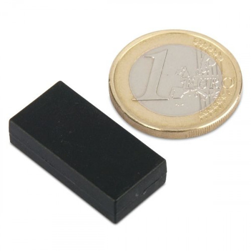Neodym Magnet 25,4 x 12,7 x 6,3 mm mit Kunststoffmantel - schwarz - 3,8 kg