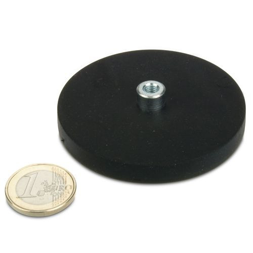 Magnetsystem Ø 66 mm gummiert mit Buchse M5 - hält 25 kg