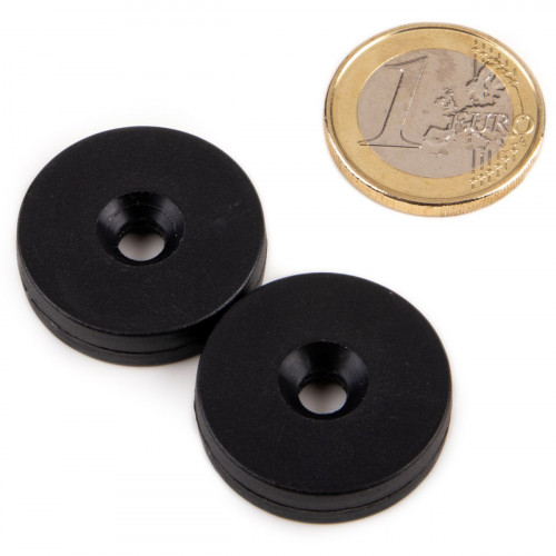 Ringmagnet Senkung Ø 25,4 x 4,5 x 6,4 mm Kunststoffmantel - schwarz